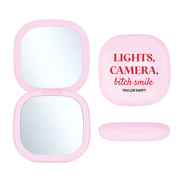 LED Compact Mirror Pink - Lights, Camera, Bitch Smile – Toss
