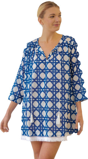 Tunic/Coverup - Navy Cane