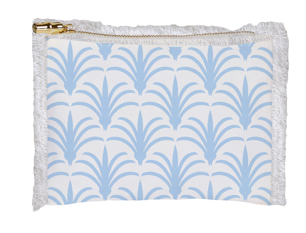 Linen Fringe Cosmetic Bag - Blue Fleur