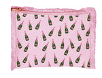 Pink Fringe Cosmetic Bag - Champagne Bottles