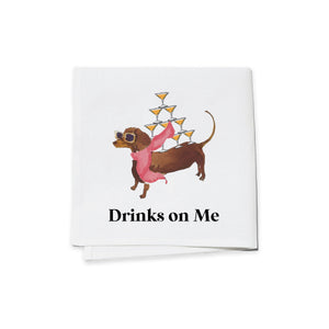 Cocktail Napkins (Set of 4) - Drinks on Me Dachshund