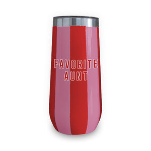 Champagne Tumbler (Pink & Red Stripe) - Favorite Aunt