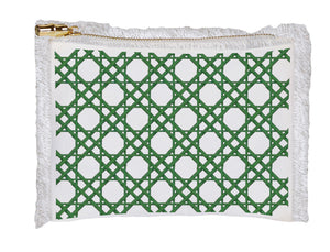 Fringe Cosmetic Bag - Crossed Cane (Green)