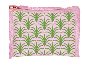Pink Fringe Cosmetic Bag - Green Fleur