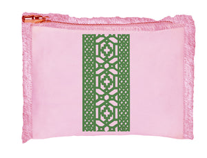 Pink Fringe Cosmetic Bag - Holy Stripe Green