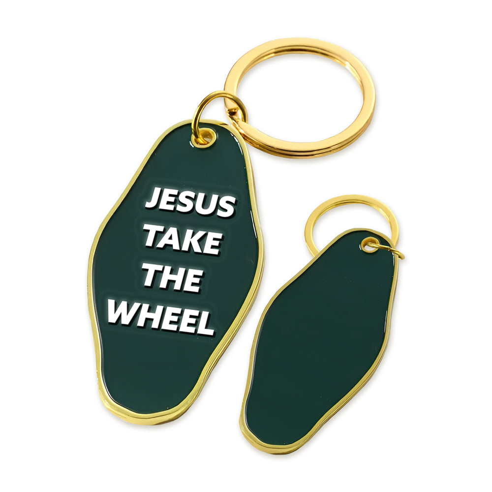 Keychain Green - Jesus Take the Wheel
