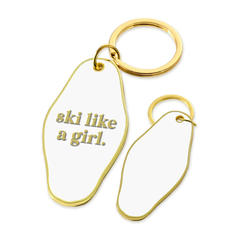 Keychain White - Ski Like a Girl