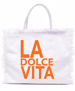 Fringe Linen Tote - LA DOLCE VITA