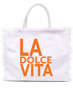 Fringe Linen Tote - LA DOLCE VITA