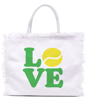 Fringe Tote Bag - LOVE (Green & Yellow)