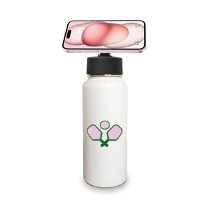 Insulated Water Bottle w/ Magnetic Phone Holder - Pickleball