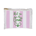 Linen Fringe Cosmetic Bag- Meet me on the Court