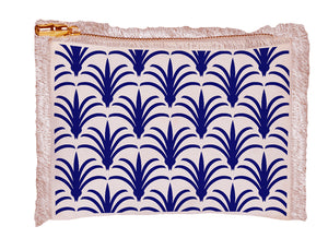 Natural Fringe Cosmetic Bag - Fleur Navy
