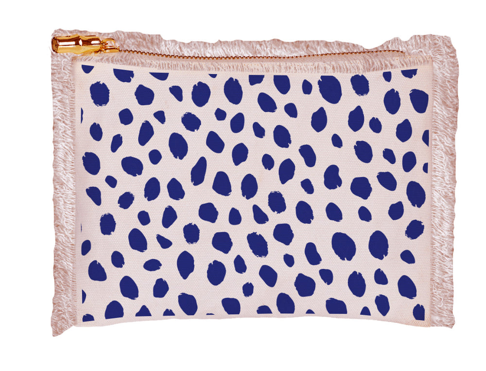 Natural Fringe Cosmetic Bag - Cheetah Spots