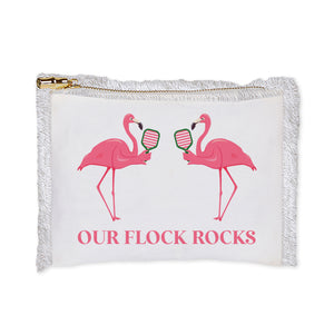 Linen Fringe Cosmetic Bag- Our Flock Rocks