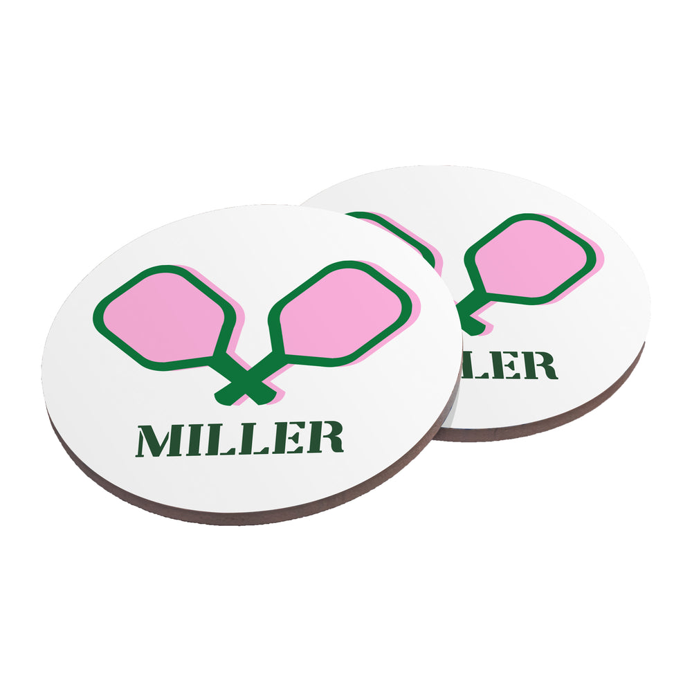 Name Tag Racket Design Custom Coasters - Pickleball Rackets – Toss Designs Retail