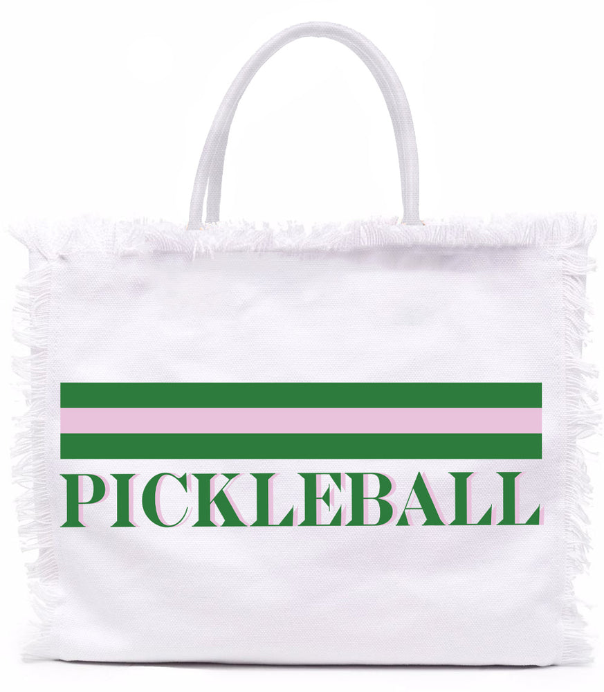 Fringe Tote Bag - Pickleball Stripe