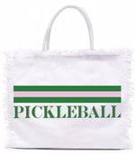 Fringe Tote Bag - Pickleball Stripe