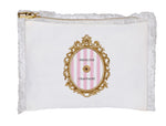 Linen Fringe Cosmetic Bag - Press for Champagne Stripe