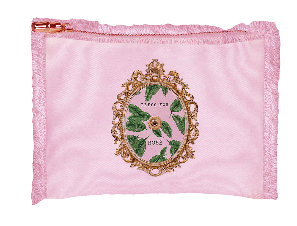 Pink Fringe Cosmetic Bag - Press for Rosé