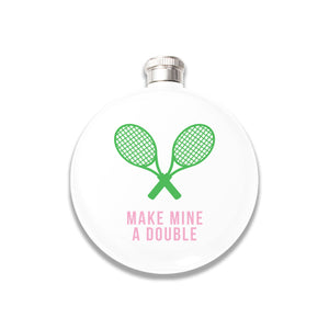 Round Flask - Make Mine a Double (Green & Pink)
