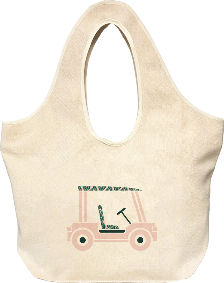 Linen Tote Bag - Golf Cart