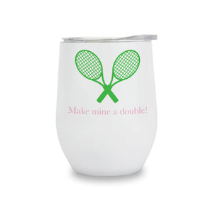 Wine Tumbler - Make Mine A Double (Green & Pink)