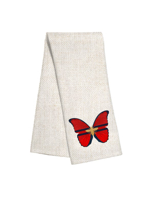 Linen Towel - Red Butterfly