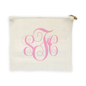 Custom Linen Flat Zip - Monogram