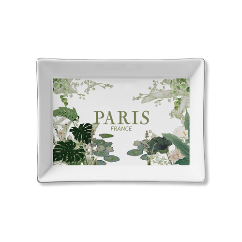 Ceramic Tray - Green Flora Paris France