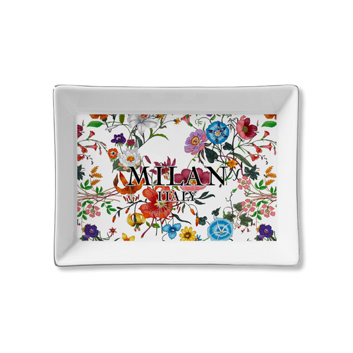 Ceramic Tray - Red Flora Milan Italy